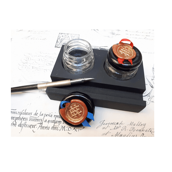 Tintero Doble con Descansa Pluma (No incluye Porta Plumas)