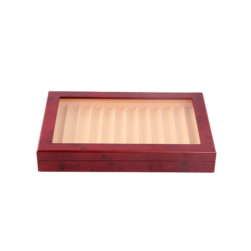 Caja Porta Lapiceras de madera de alta calidad para guardar 12 lapiceras con ventana de cristal, color Borgoña