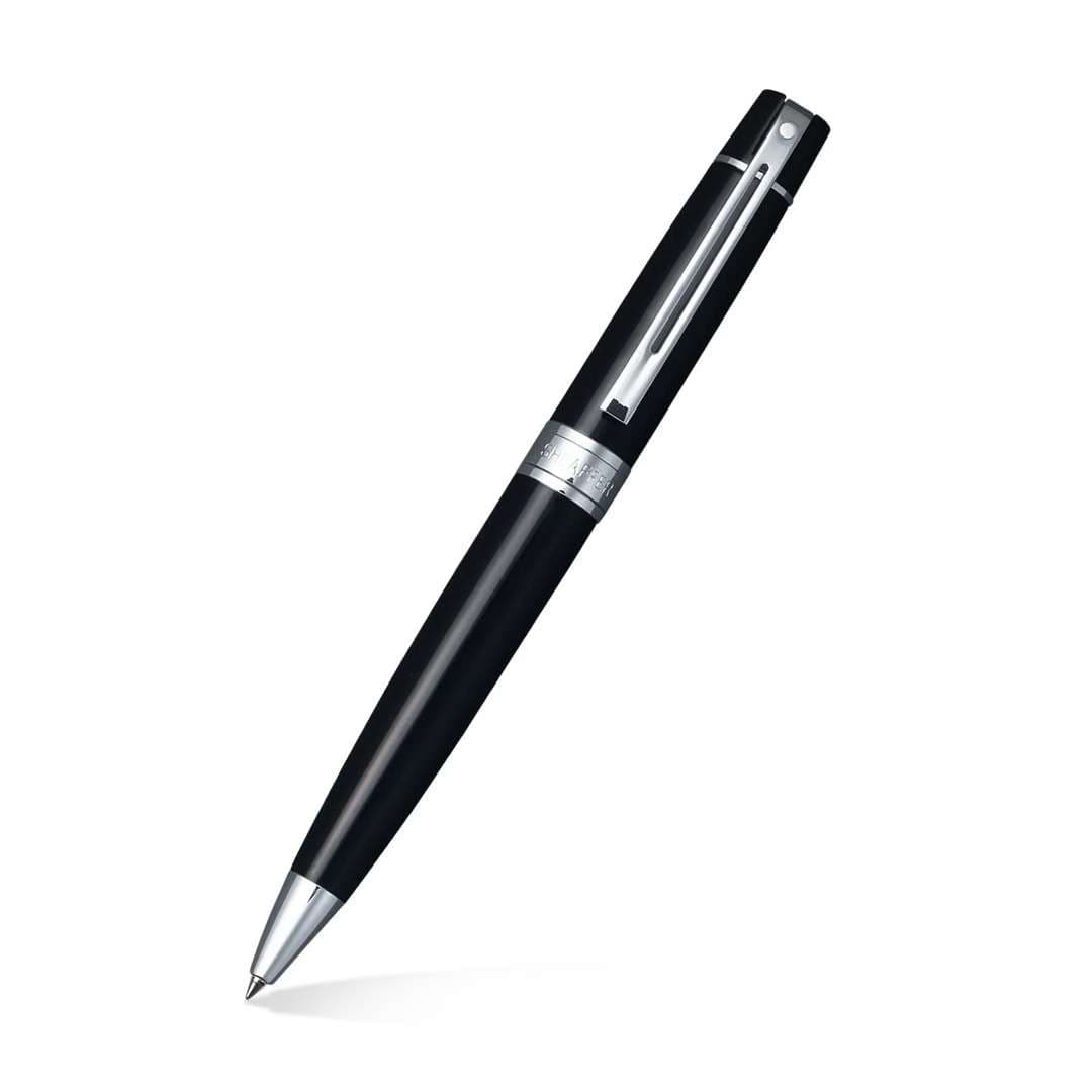 Bolígrafo Sheaffer 300 Negro Brillante mas Estuche de Cuero