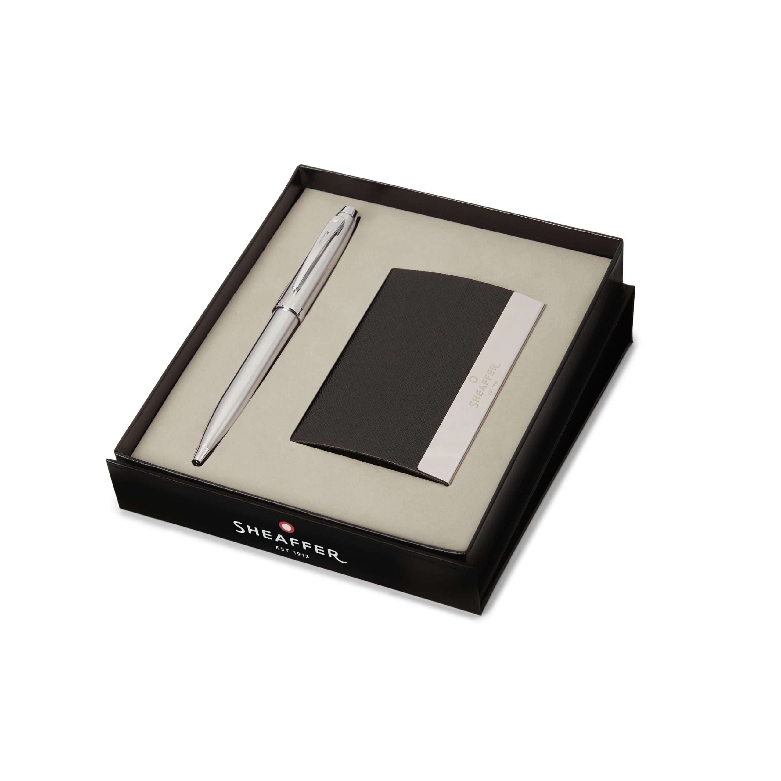 Bolígrafo Sheaffer 100 Plateado mas Porta Tarjetas