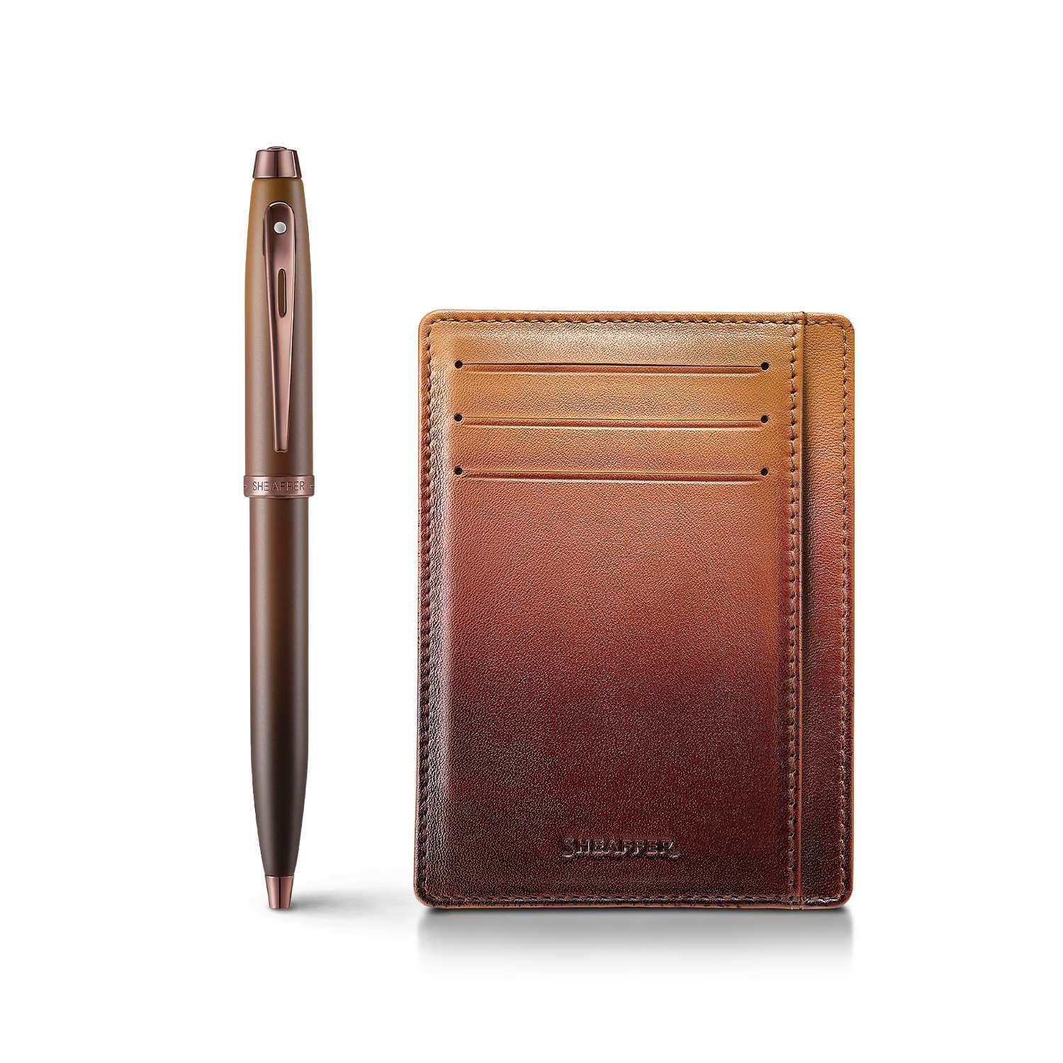 Bolígrafo Sheaffer 100 Edición Café mas Porta Tarjetas