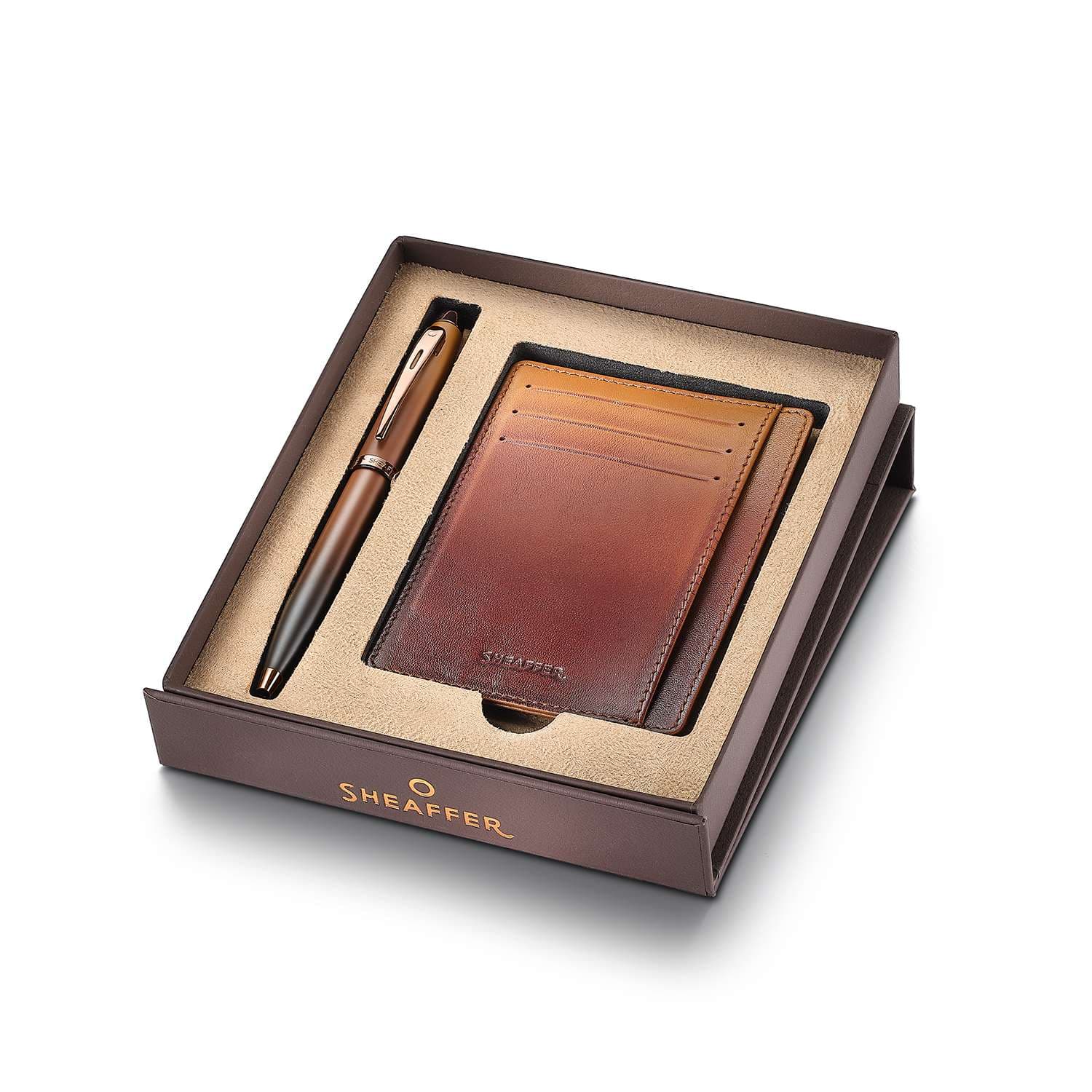 Bolígrafo Sheaffer 100 Edición Café mas Porta Tarjetas
