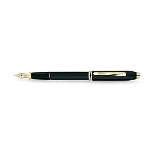 Lapicera de Pluma CROSS TOWNSEND Laca Negra con Detalles en 10K 