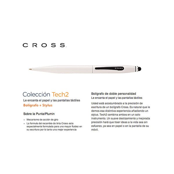 Bolígrafo + Stylus CROSS TECH 2 Collection - Blanco Perlado