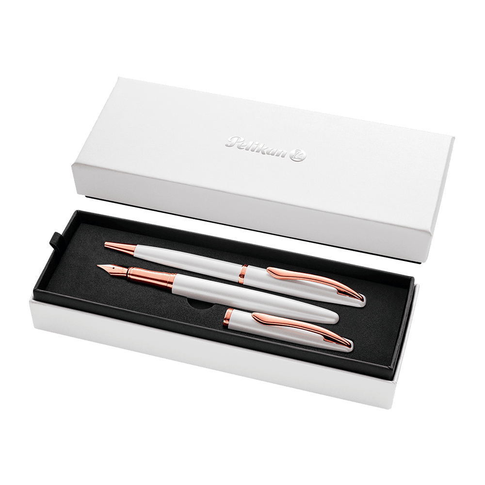 Set de Lapicera de Pluma y Bolígrafo Pelikan Jazz Noble Elegance Blanco Perlado