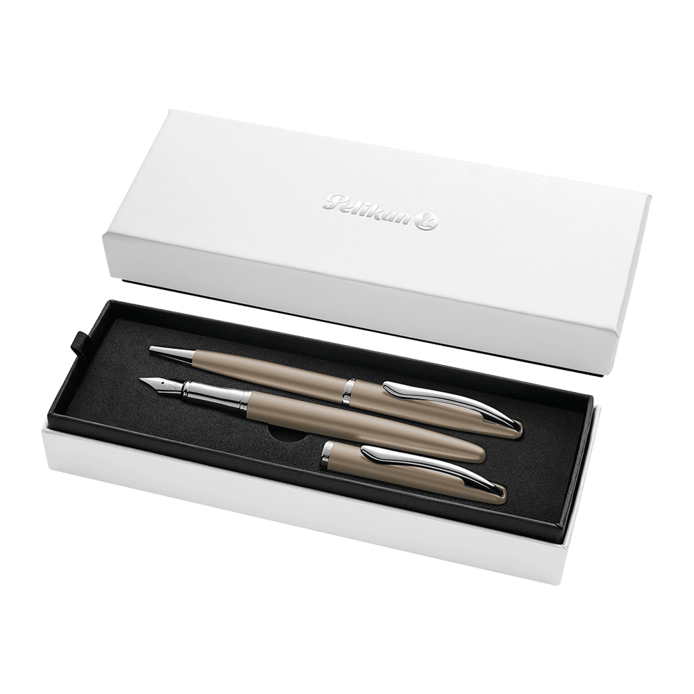 Set de Lapicera de Pluma y Bolígrafo Pelikan Jazz Noble Elegance Gris Topo