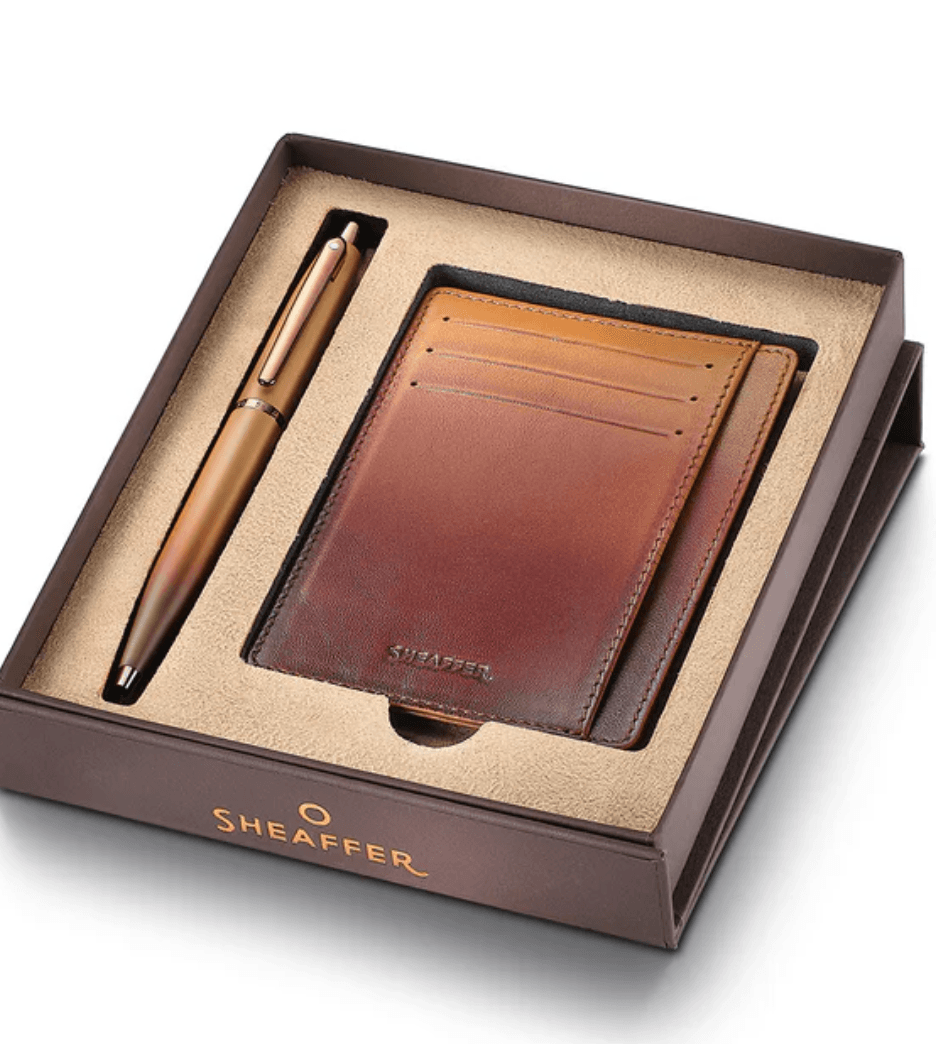 Bolígrafo Sheaffer VFM Coffee Edición + porta tarjetas