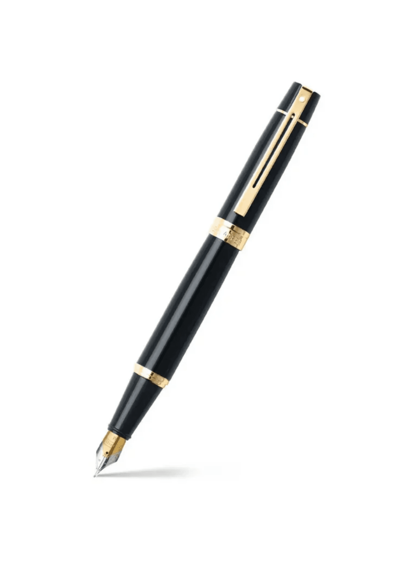 Lapicera Sheaffer Serie 300 Laca Negra Brillante GT con detalles dorados punto mediano