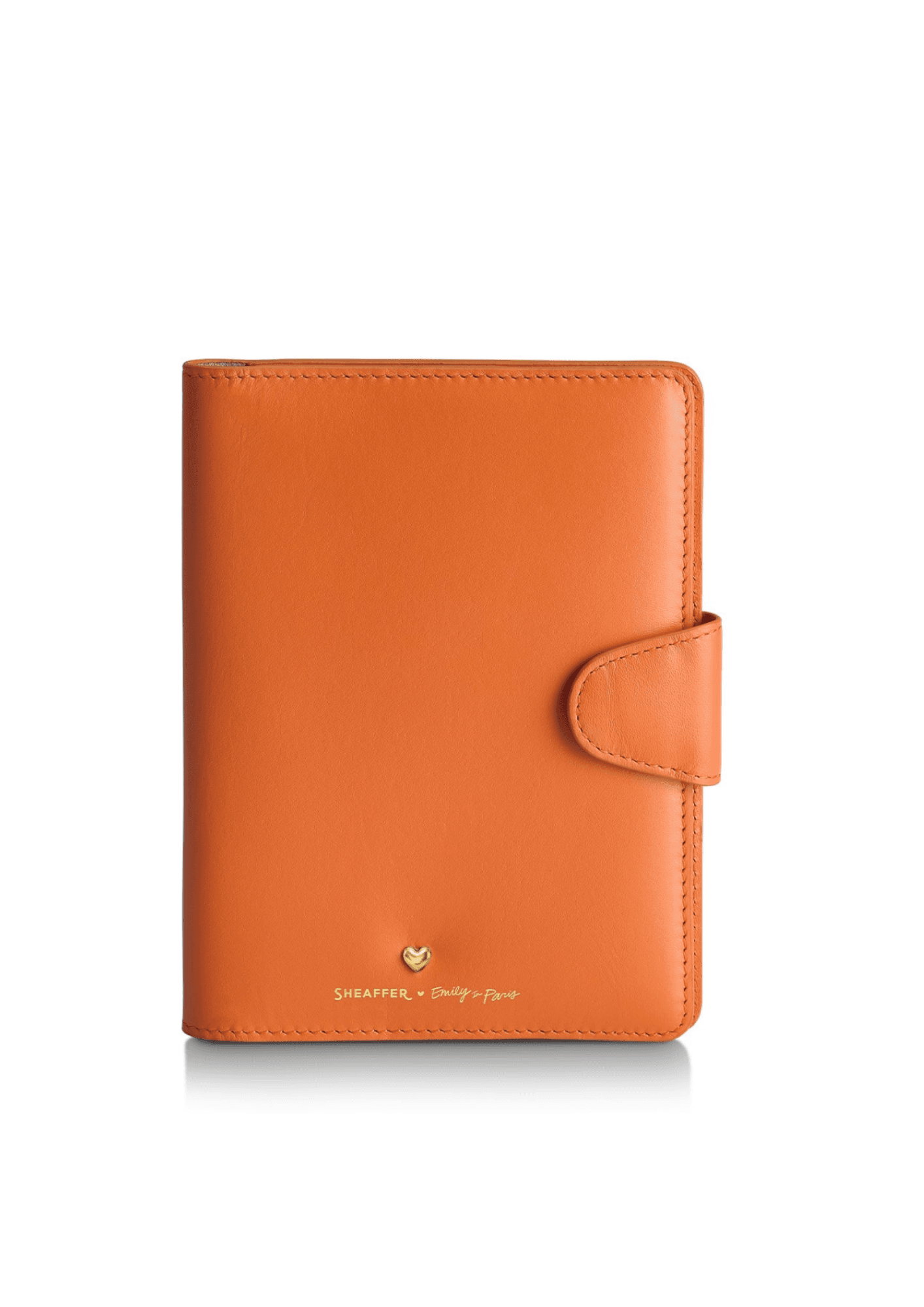 Bolígrafo Sheaffer Emily In Paris Funda para pasaporte de piel plena flor con porta bolígrafos y emblema en forma de corazón - Naranja