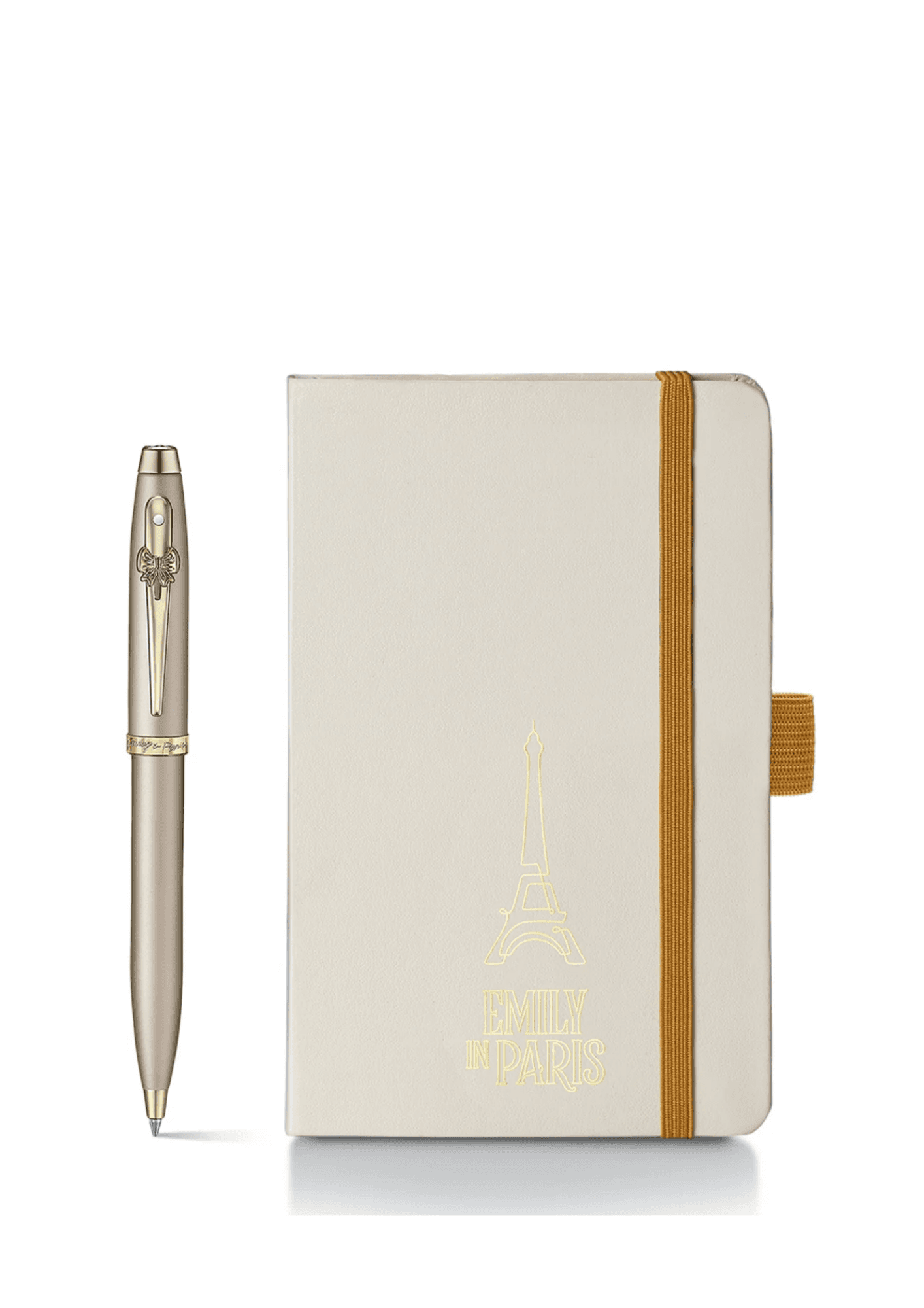 Set Sheaffer Emily In Paris de regalo que incluye un bolígrafo Modelo 100 9377 color oro champán con detalles en oro champán y una pequeña libreta de tapa dura